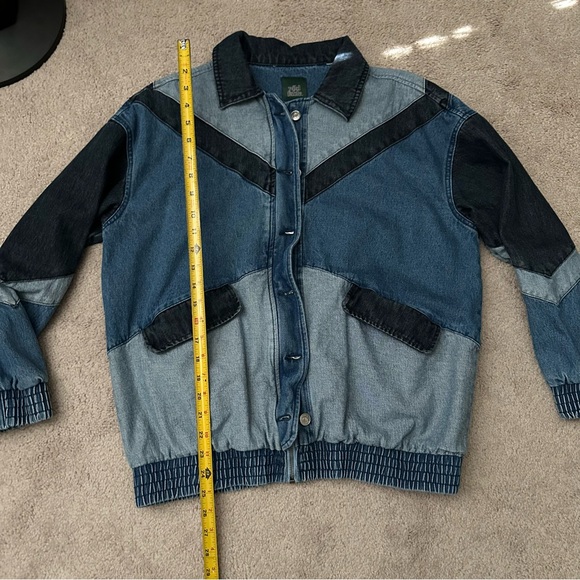 Wild Fable Multi Colored Denim Button Up Zip Up Chevron Jean Jacket - Picture 7 of 7